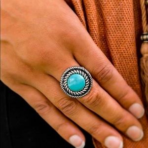 Large silver ring with blue cracked stone